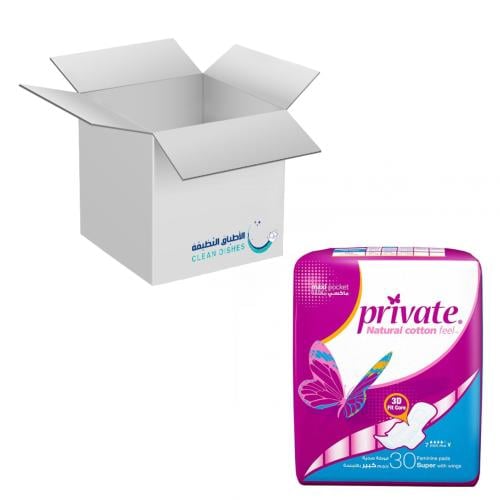 كرتون | برايفت | فوطة صحية حجم كبير بالأجنحة | 30...