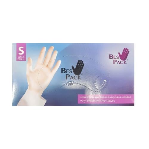 Bes Pack | قفازات فينيل بدون بودرة مقاس S