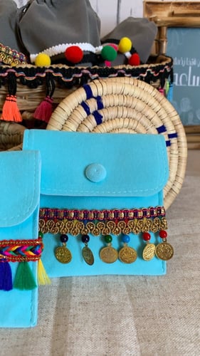 محفظة مخمل تركواز