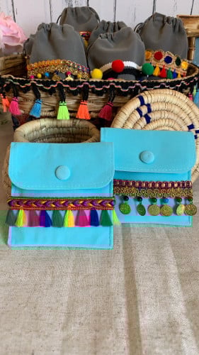 محفظة مخمل تركواز