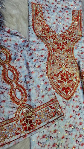 Silk Kashmiri fabric mother and daughter set