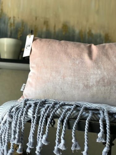 غطاء وسادة نولا مخمل وردي باهت مستطيل