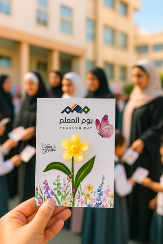 بطاقة شكر ليوم المعلم ( الهدية اختياري لا تشمل الس...