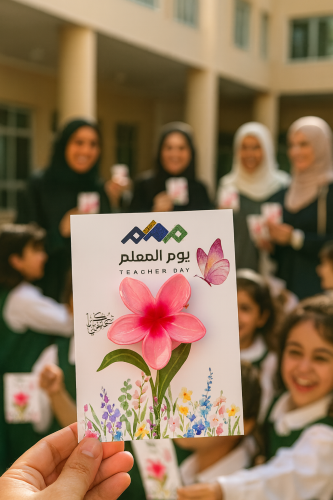بطاقة شكر ليوم المعلم ( الهدية اختياري لا تشمل الس...