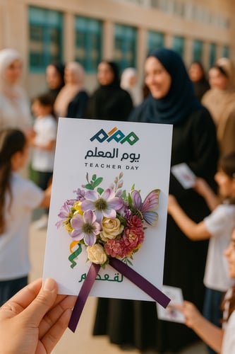 بطاقة شكر ليوم المعلم ( الهدية اختياري لا تشمل الس...