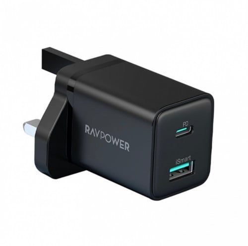 شاحن جداري راف باور 20 واط بمنفذ تايب سي ومنفذ يو...