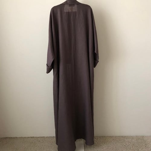 عباية كتان سُترة | رمادي غامق