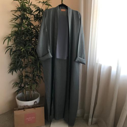 عباية كتان | رمادي