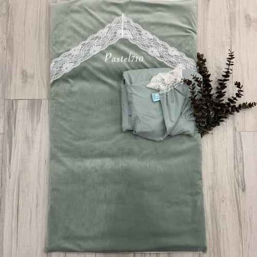 سجاد صلاة مخمل باضافة طبقتين ديباج لون تيفاني