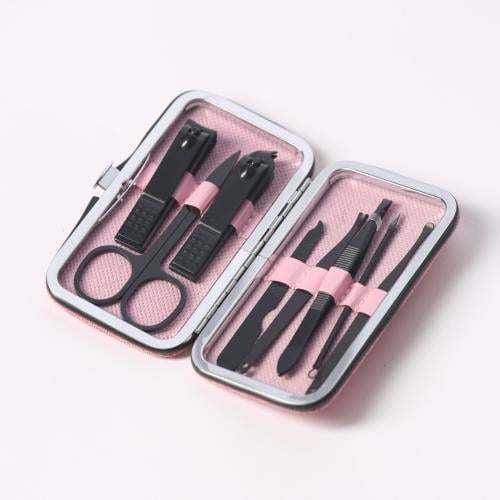 طقم عناية بالأظافر (علبة قماشية لون وردي)