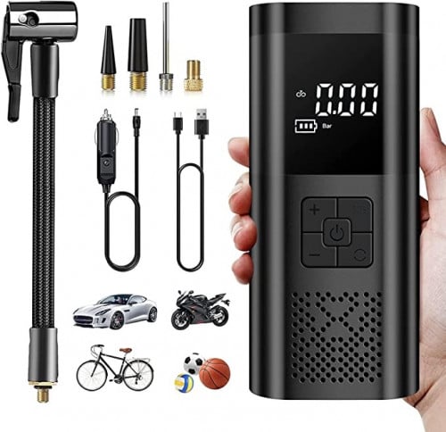 منفاخ هواء ذكي مع باور بانك 6000mAh وضوء LED، (منف...