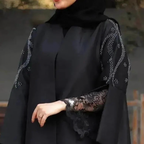 عباية الرونق - سوداء مع طرحة متناغمة متناسقة مع ال...