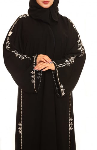 عباية وردي الفاخرة - لف أزرق مع طرحة متناغمة متناس...