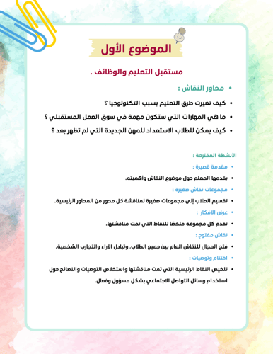 حقيبة تفعيل أنشطة حصص الانتظار للمرحلة الثانوية