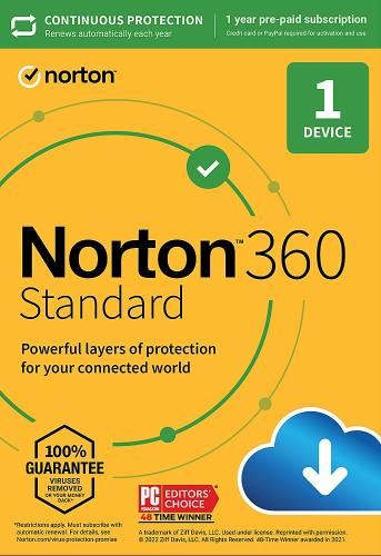 Norton 360 Standard 1 Year 1 device
