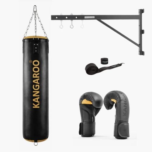 مجموعة الملاكمة | المكون من حامل وكيس ملاكمة ذهبي...