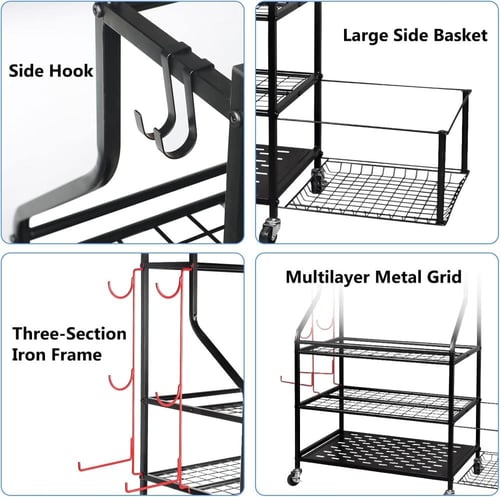 رف معدني متعدد الاستخدامات بعجلات