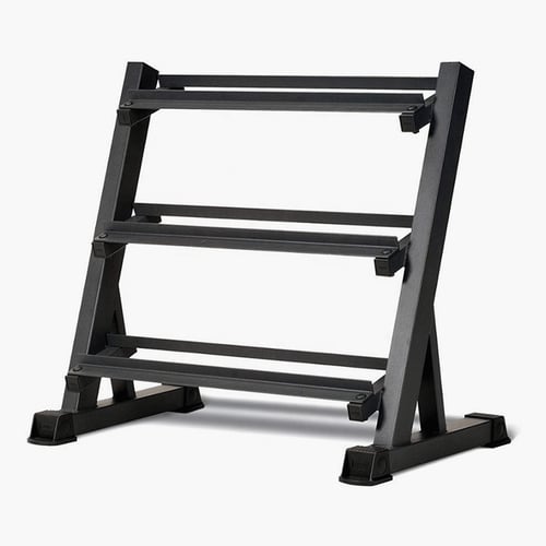 حامل دمبلز والأثقال حديدي قوي بثلاثة أرفف يتحمل مخ...