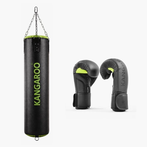 كيس ملاكمة | ذهبي 85 سم قابل لتعديل الوزن مع قفاز...