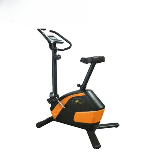 دراجة ثابته مغناطيسية لون برتقالي واسود مع شاشة لق...
