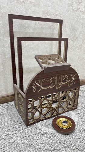 مصلى منزلي بني مع مبخرة هدية