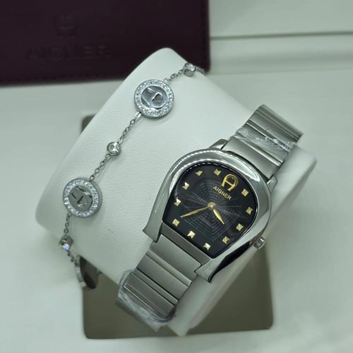 ساعة اقنر استيل مع اسورة