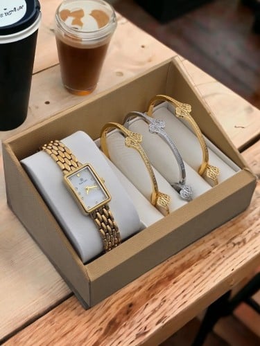 طقم ساعة نسائي بثلاث اساور