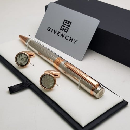 قلم وكبك من ماركة جفنشي فضي نحاسي