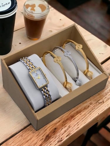 طقم ساعة نسائي بثلاث اساور