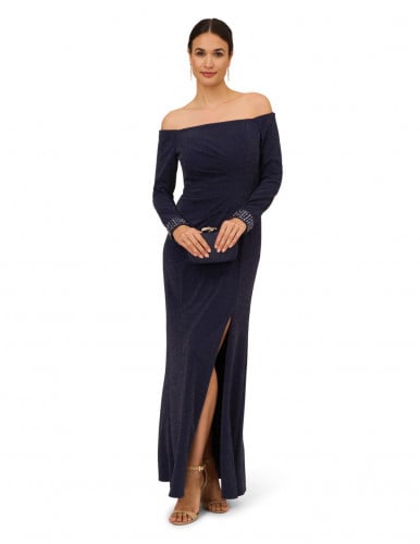 فستان جرسيه ممزوج بسلك لامع