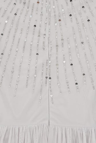 فستان جريس متوسط ​​الطول مزين بالترتر باللون الرما...