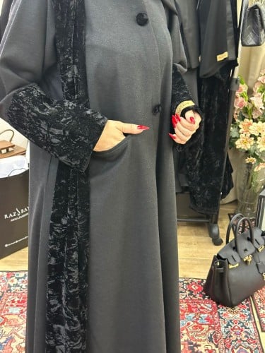 قماش جوخ مع دانتيل شتوي مع طرحتها