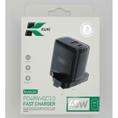 شاحن جداري سريع بمنفذين USB-C USB_A بقوة 48 واط من...