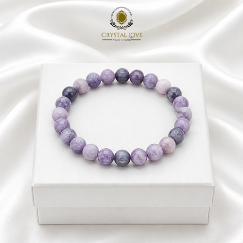 اسوارة من حجر ال lepidolite الطبيعي بجودة عالية
