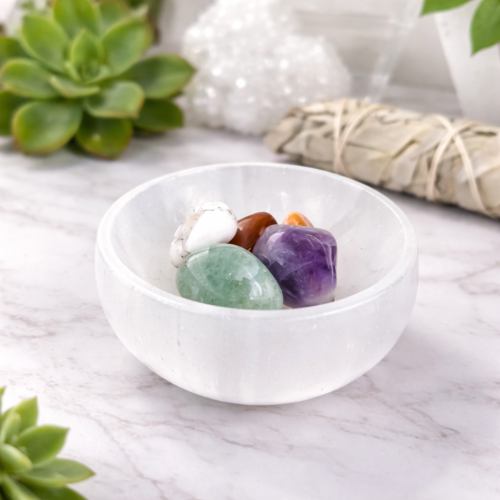 وعاء من حجر السيلينيت الطبيعي