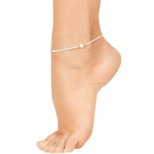 خلخال من حجر القمر ولؤلؤ طبيعي عالي الجودة