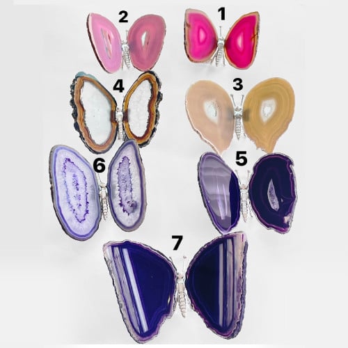 حجر العقيق الطبيعي على شكل فراشة