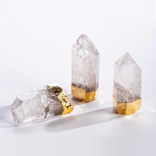 كلير كوارتز طبيعي مطلي ذهب عيار 22