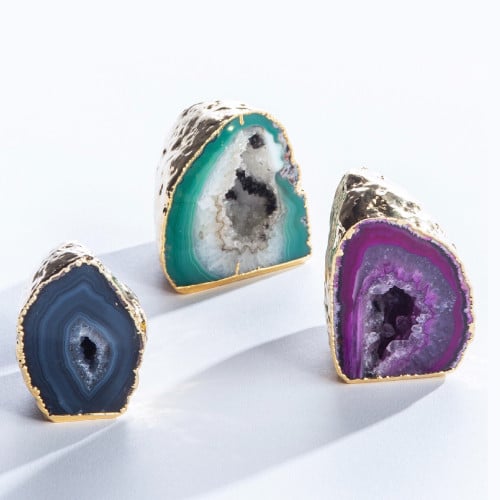 عقيق طبيعي خام مطلي بذهب عيار 22