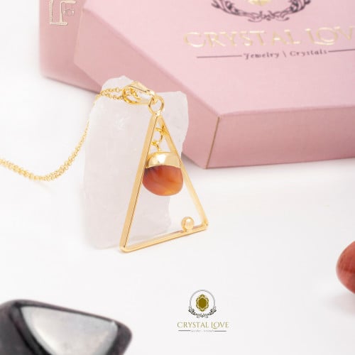 سلسال مطلي ذهب مع حجر ال Carnelian الخام - عنصر ال...