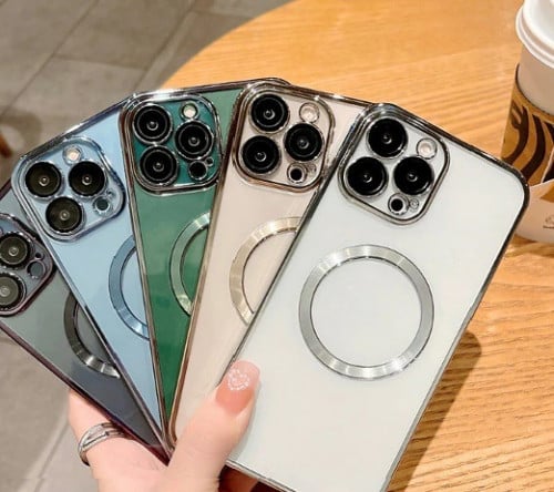 كفر ايفون 13 شفاف حواف ملونه مع حماية للكاميرا