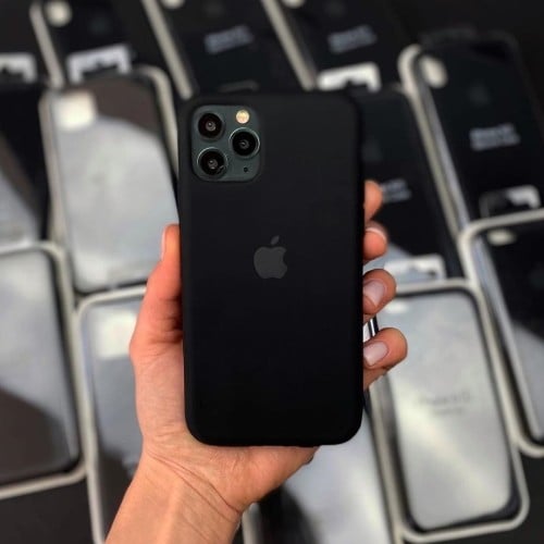 كفر ايفون 11 برو أسود سيليكون Black silicone case...