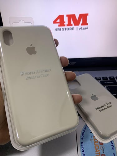 كفر ايفون اكس ماكس فضي سليكون Silver silicone case...