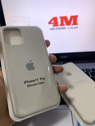 كفر ايفون اكس ماكس فضي سليكون Silver silicone case...