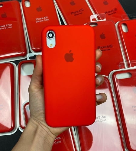 كفر ايفون اكس ار أحمر سليكون Red silicone case for...