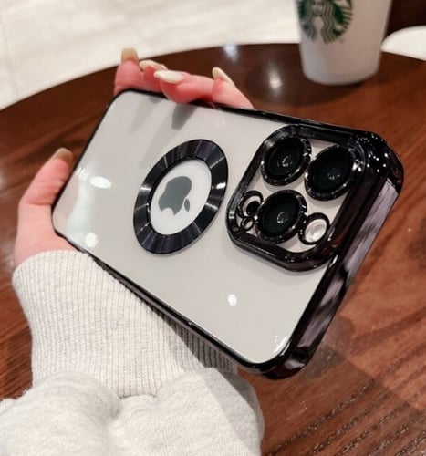 كفر ايفون 13 شفاف حواف ملونه مع حماية للكاميرا