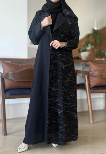 F عباية بطرحة بلاك تايم