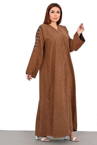 عباية بطرحة شتوي الاسكا بني