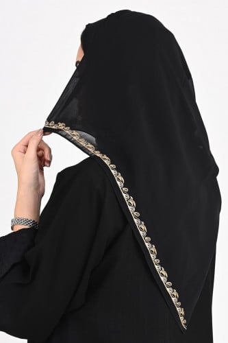 طرحة روعة تطريز يدوي ذهبي