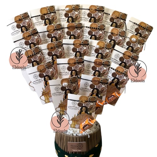 توزيعات باقة مع التعبية ليوم التأسيس ( قطعه واحده...